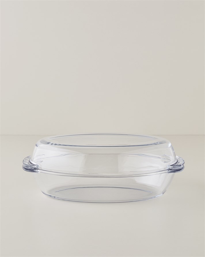 Bake&Serve Cam Oval Kapaklı Fırın Kabı 19x34 cm Şeffaf