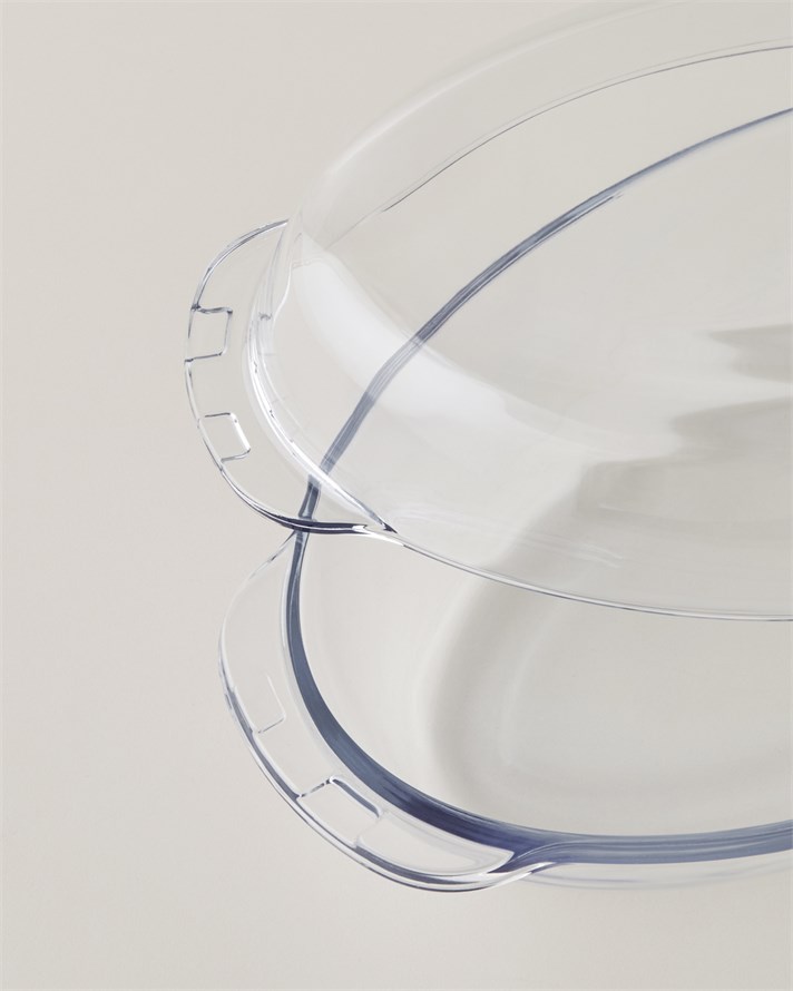 Bake&Serve Cam Oval Kapaklı Fırın Kabı 19x34 cm Şeffaf
