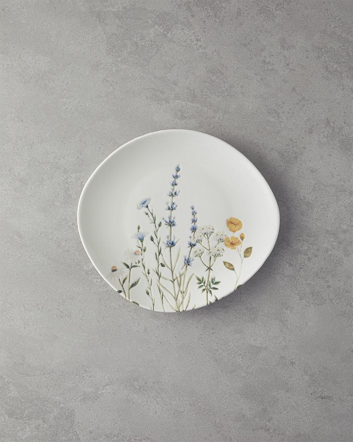 Balmy Porselen Yemek Takımı 24 Parça 6 Kişilik Mavi-Sarı