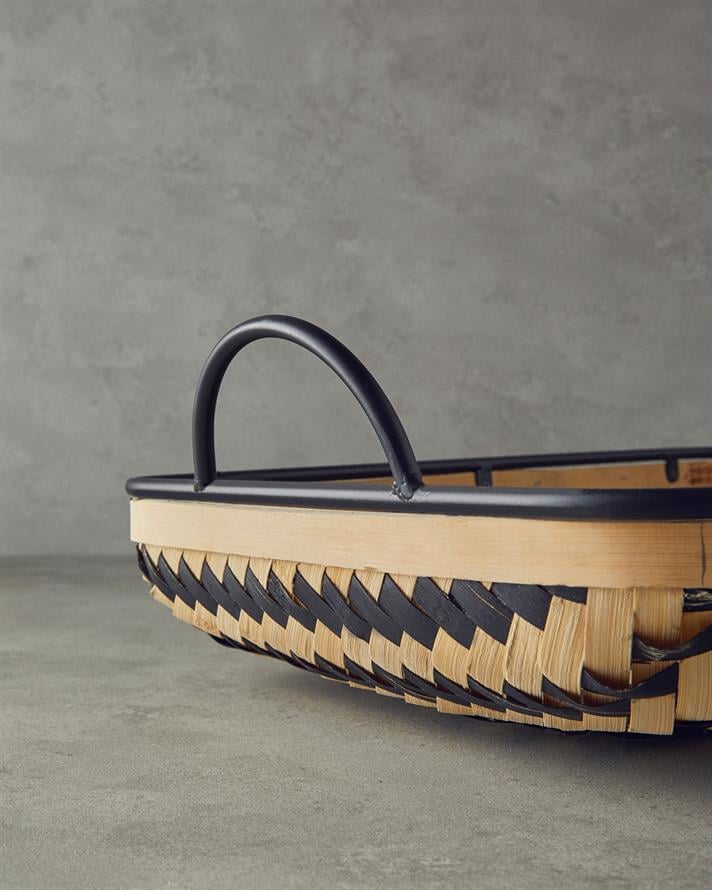 Bamboo Dekoratif Tepsi 65x42x18 cm Natural-Siyah