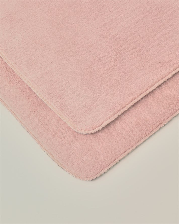 Basicline Kaydırmaz Taban Banyo Paspası Seti 60x100 cm + 50x60 cm Gül Kurusu