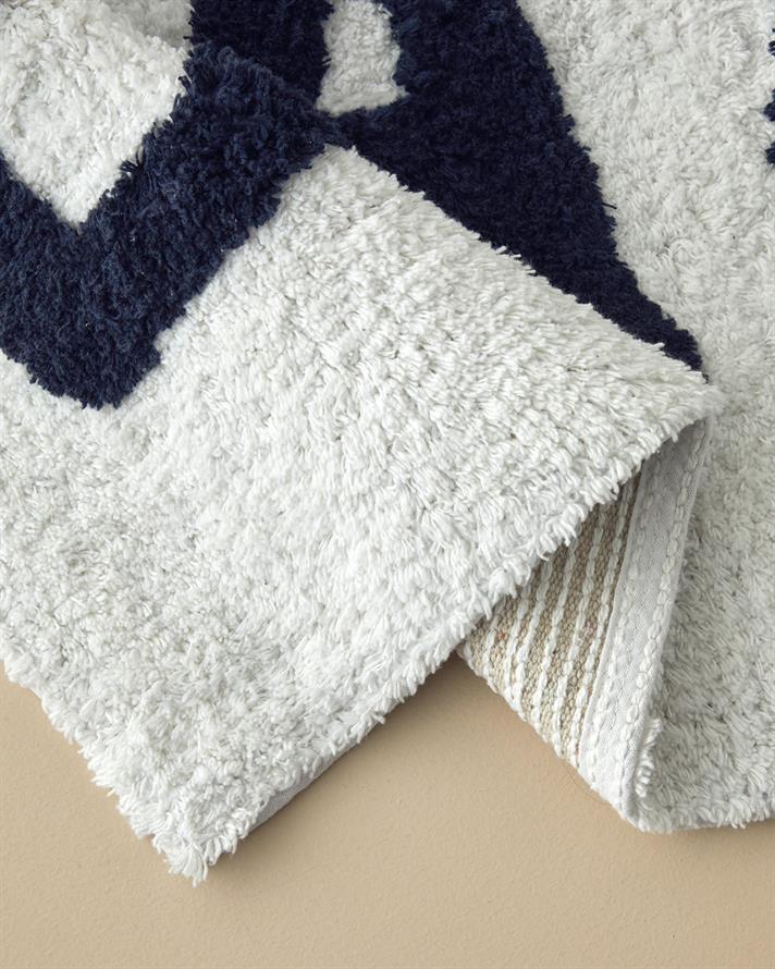 Bath Bliss Pamuklu Banyo Paspası Lacivert-Beyaz