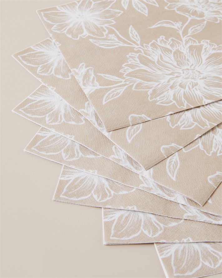 Beige Blossom Kağıt 20li Kağıt Peçete 33x33 cm Bej