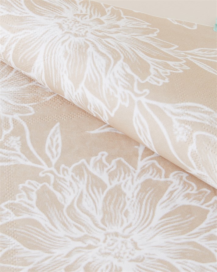 Beige Blossom Kağıt 20li Kağıt Peçete 33x33 cm Bej