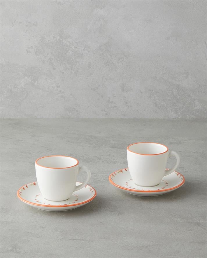 Belle Bone Porselen 4 Parça 2 Kişilik Kahve Fincan Takımı 90 ml Renkli