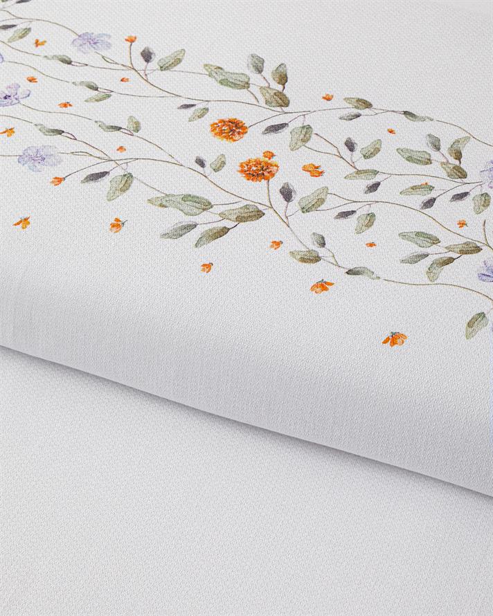 Belleza Krep Super King Çarşaflı Nevresim Takımı 260x220 cm Mavi-Turuncu