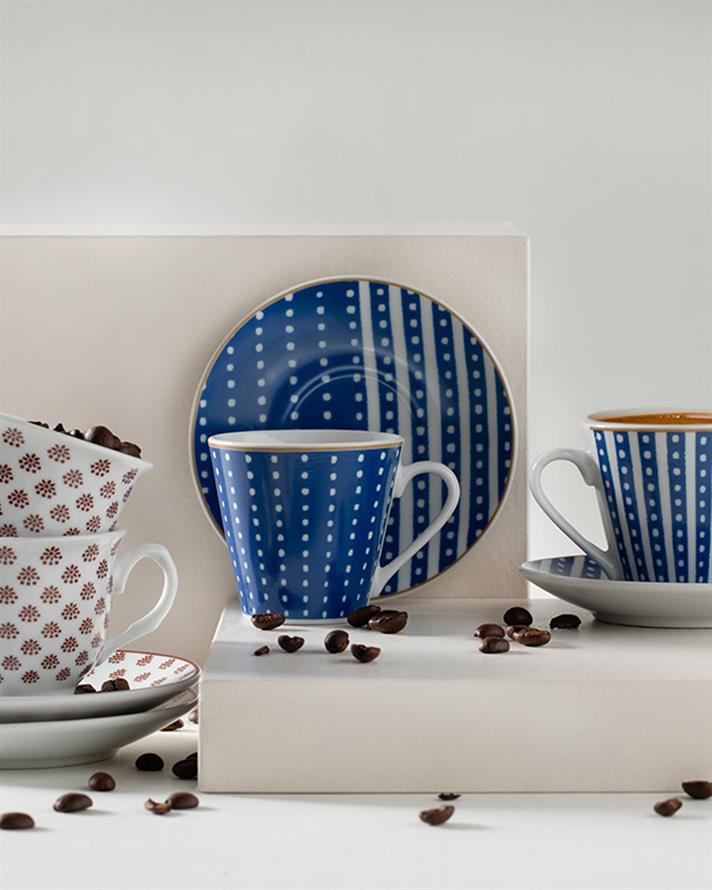 Bellis Porselen 4 Parça 2 Kişilik Kahve Fincan Takımı Lacivert