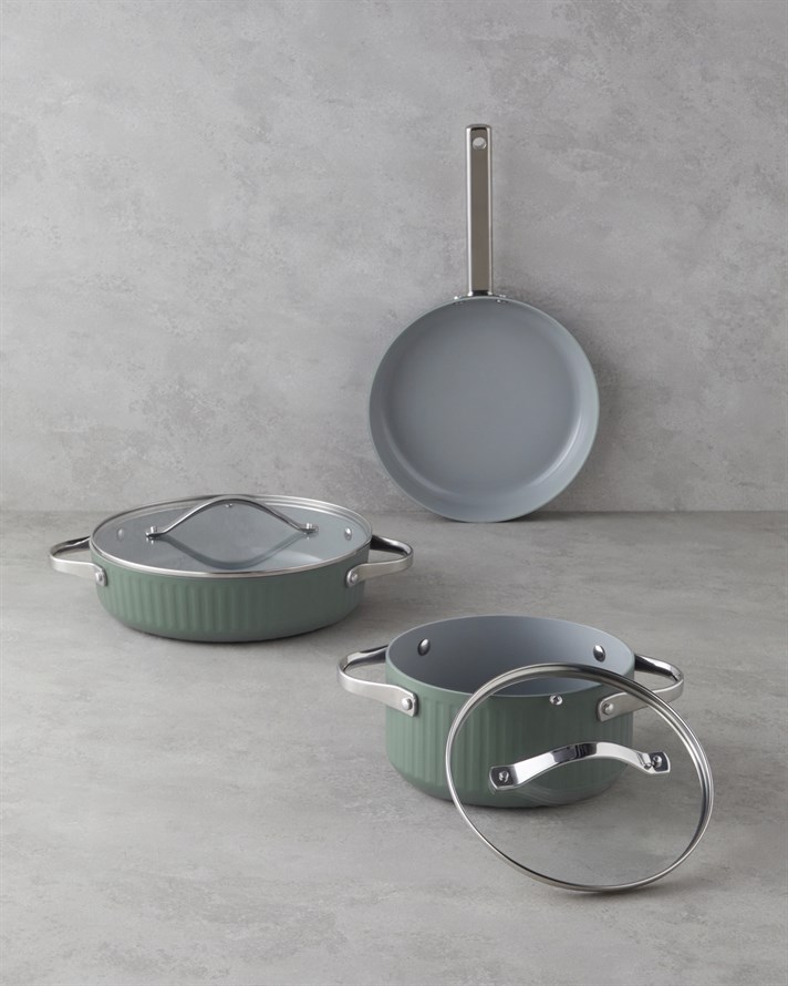 Berlin CeraWell 5 Parça Tencere Seti 24-28-28 cm Yeşil