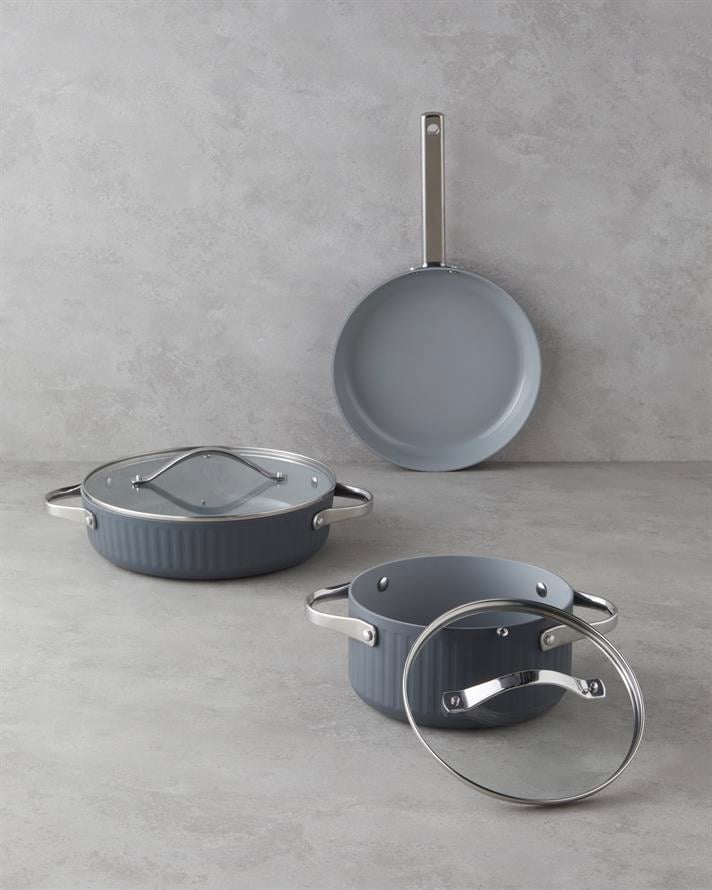 Berlin Fusion Pro Tencere Seti 24-28-28 cm Gri