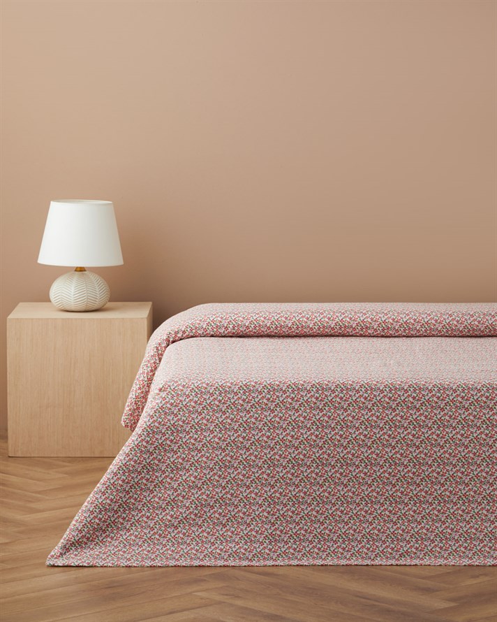 Berry Garden Baskılı Pamuklu Tek Kişilik Pike 150x220 cm Kırmızı