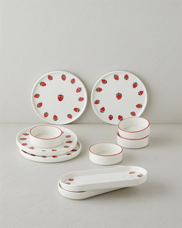 Berry Seramik Kahvaltı Takımı 10 parça 4 kişilik Pembe