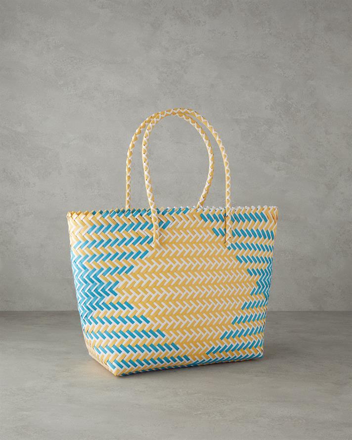 Berta Plaj Çantası Sarı - Mavi