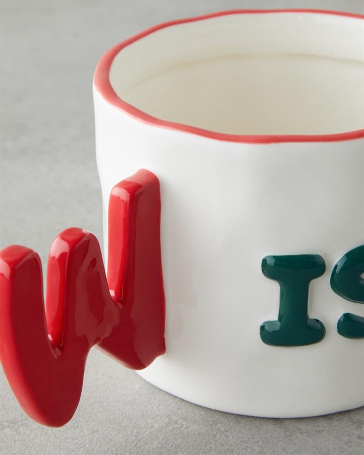 Best Wishes Stoneware Kupa 400 ml Kırmızı - Yeşil