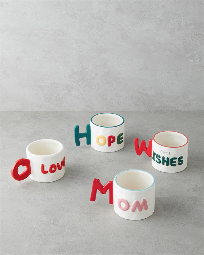 Best Wishes Stoneware Kupa 400 ml Kırmızı - Yeşil