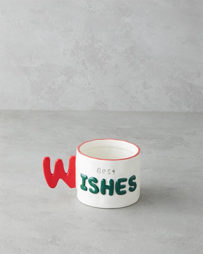 Best Wishes Stoneware Kupa 400 ml Kırmızı - Yeşil