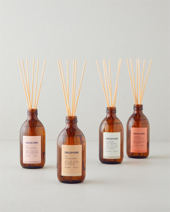 Beyaz Çiçekler Çubuklu Oda Kokusu Refill 300 ml - Yeniden Doldurulabilir