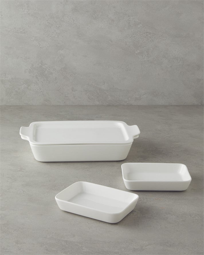 Bianca Porselen Set Fırın Kabı 34x20 cm Beyaz