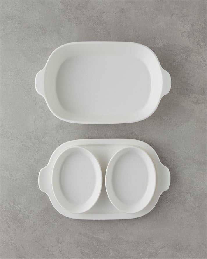 Bianca Seramik Set Fırın Kabı 33x20 cm Beyaz