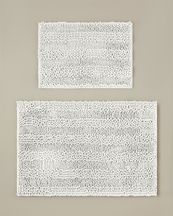 Big and Tiny Kaydırmaz Taban Banyo Paspası Seti 60x90 + 40x60 cm Beyaz