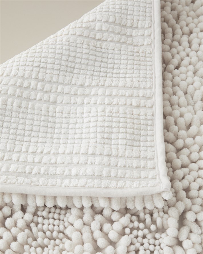 Big and Tiny Kaydırmaz Taban Banyo Paspası Seti 60x90 + 40x60 cm Beyaz