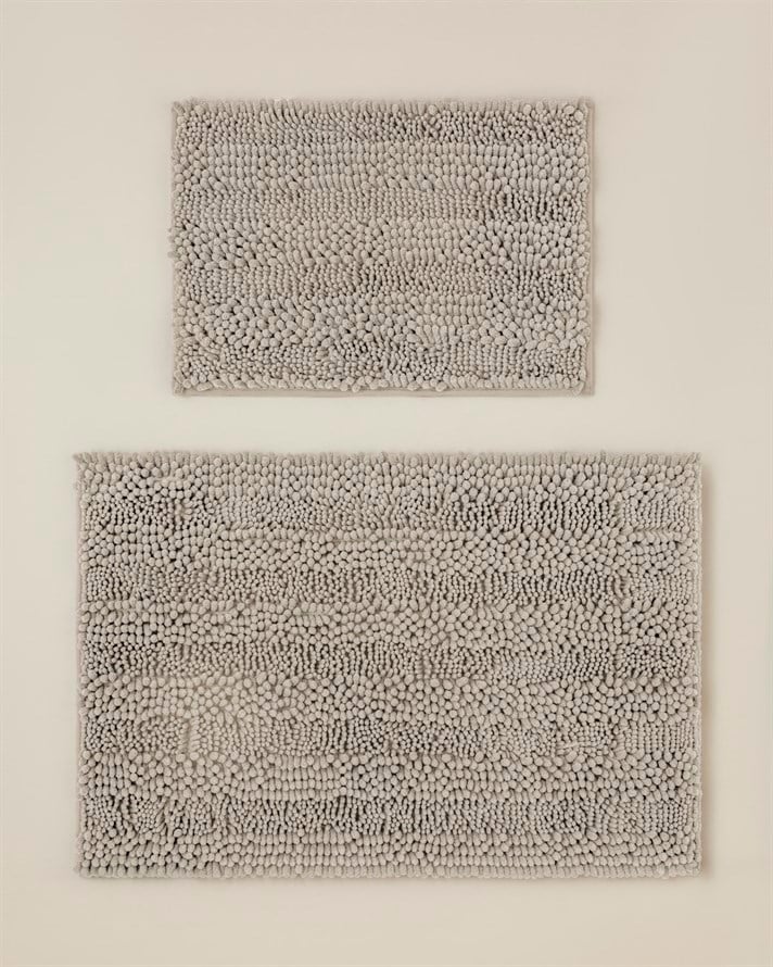 Big and Tiny Kaydırmaz Taban Banyo Paspası Seti 60x90 + 40x60 cm Bej