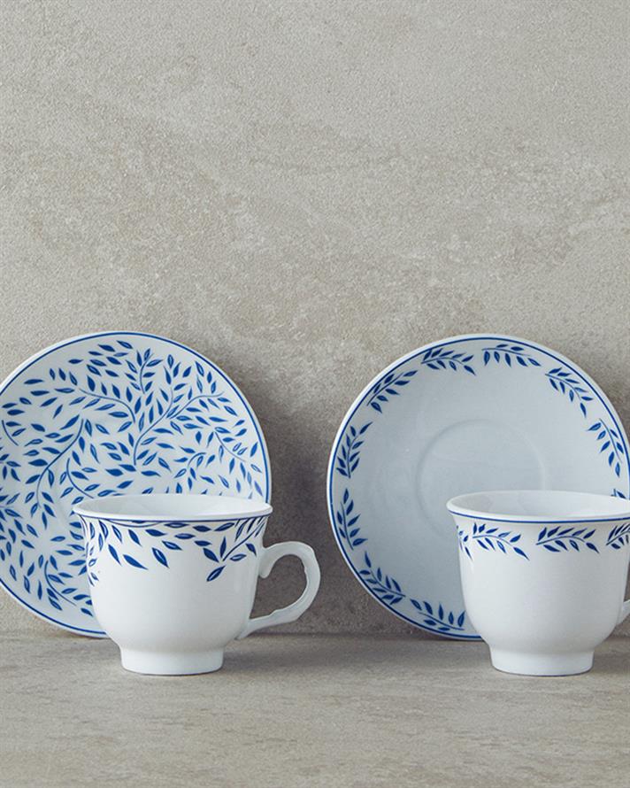 Blatt Porselen Kahve Fincan Takımı 4 Parça 2 Kişilik Lacivert