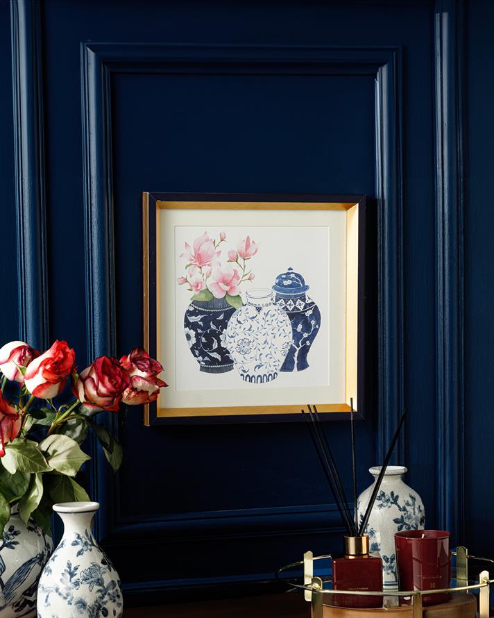 Bleu Blanc Cam Dekoratif Tepsi  31x46 cm Gold