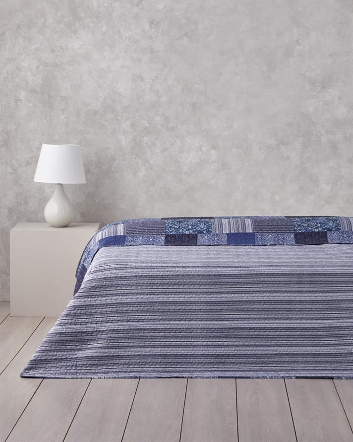 Bleublanc Patch Tek Kişilik Çok Amaçlı Örtü 160x220 cm Mavi