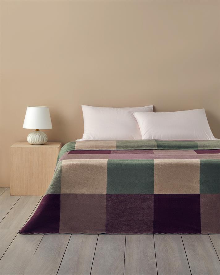 Block Pamuklu Tek Kişilik Battaniye 150x200 cm Bej