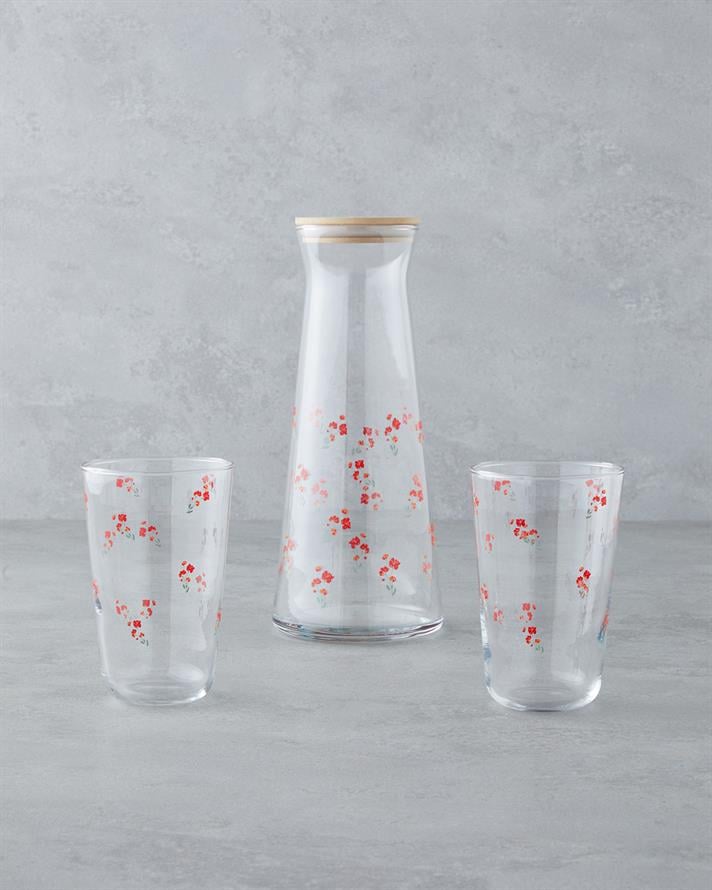 Bloom Cam 3 Parça Su Takımı 1150 Ml + 400 Ml Kırmızı