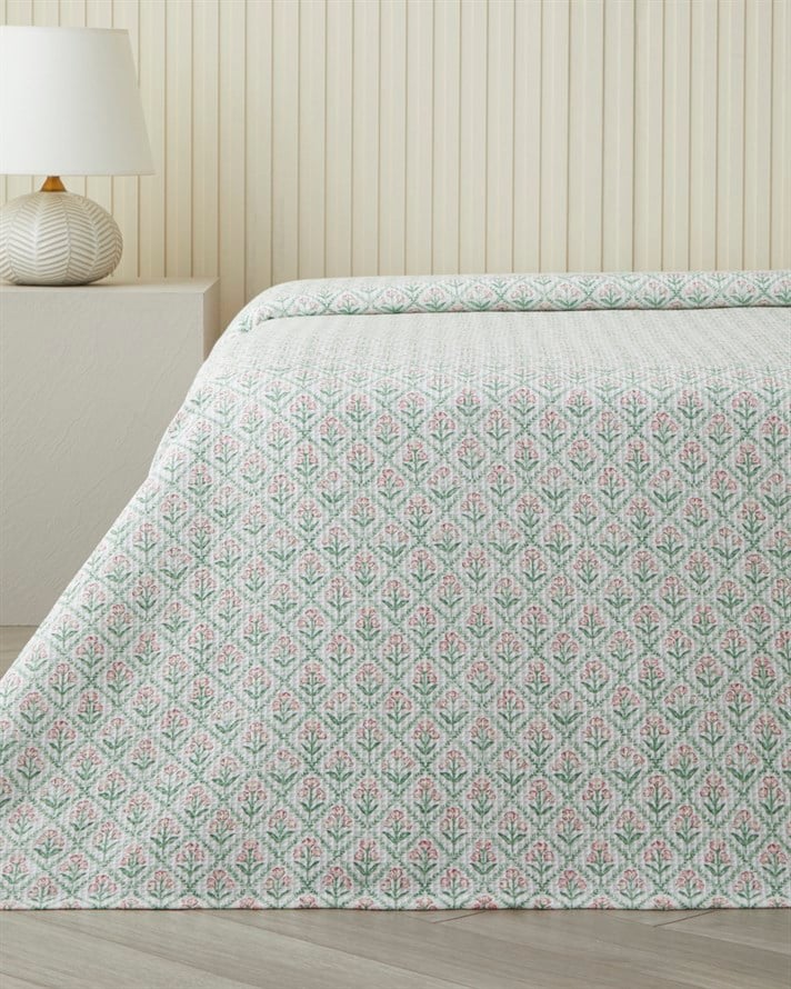 Bloom Crest Çift Kişilik Pike 200x220 cm Yeşil