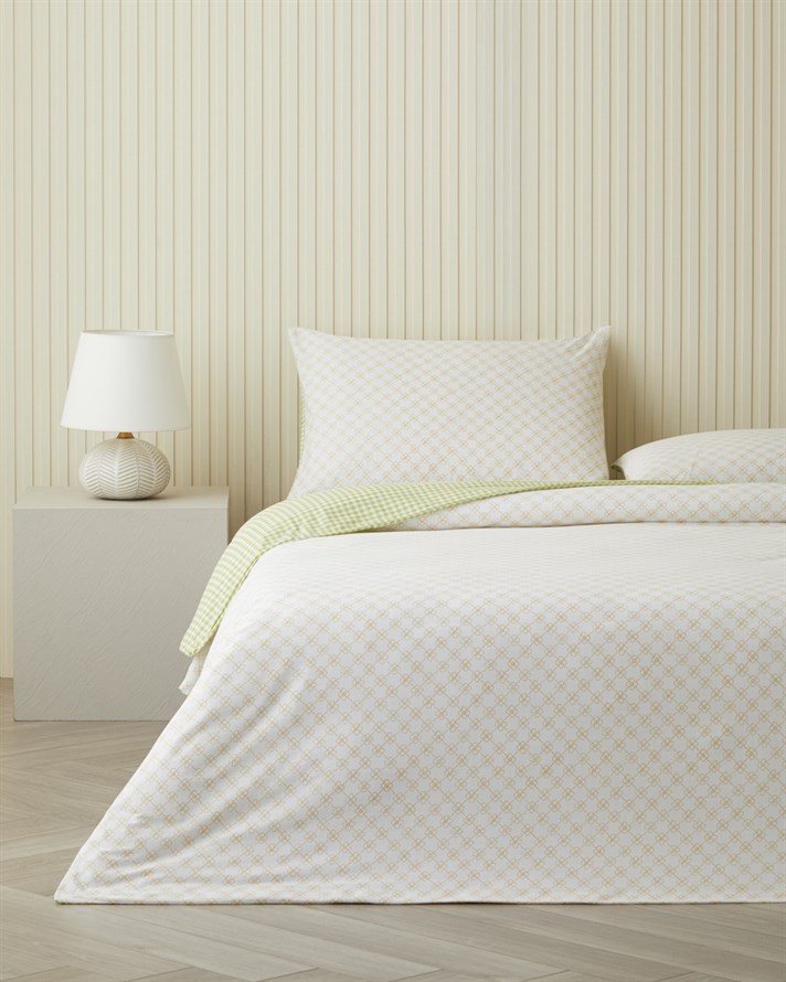 Bloomelle Pamuklu Çift Kişilik Nevresim Seti 200x220 cm Sarı-Yeşil
