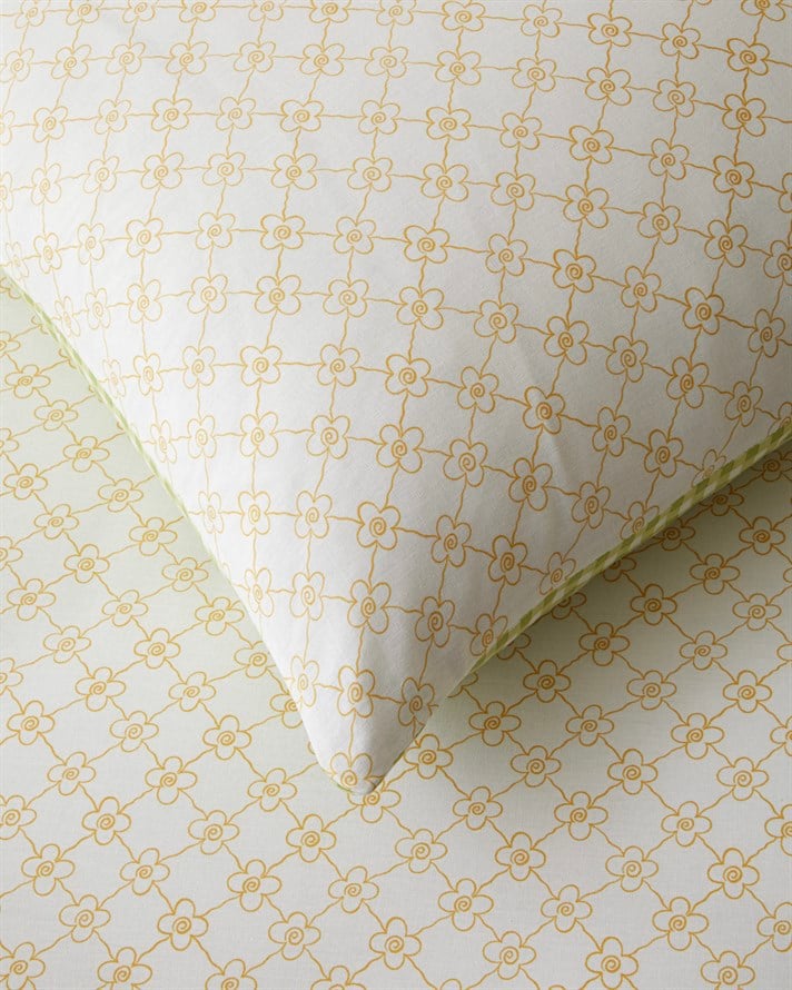 Bloomelle Pamuklu Çift Kişilik Nevresim Seti 200x220 cm Sarı-Yeşil