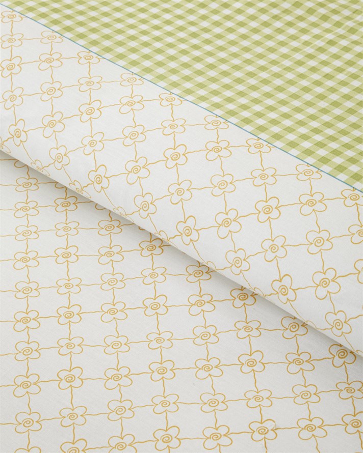 Bloomelle Pamuklu Çift Kişilik Nevresim Seti 200x220 cm Sarı-Yeşil