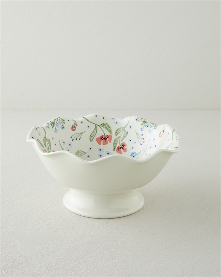 Bloomika Stoneware El Yapımı Sunumluk 26x25,5x13 cm Pembe - Yeşil
