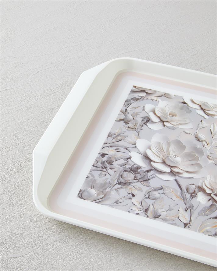 Blooming PP Kaydırmaz Tepsi 39x30 cm Krem