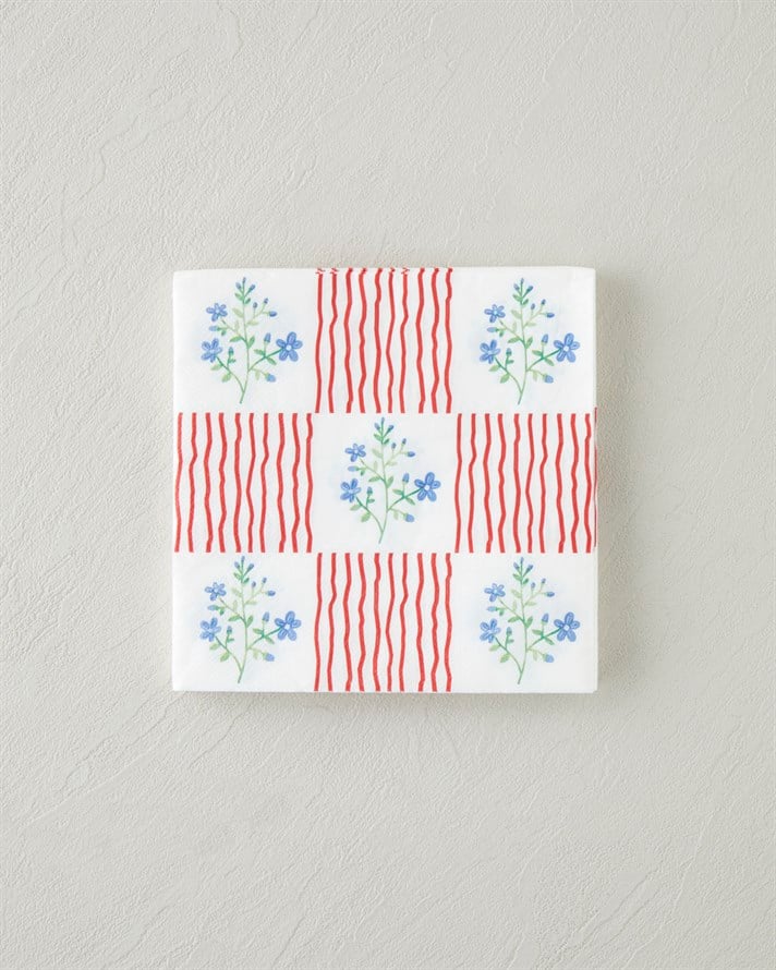 Bloomlet Kağıt 20li Kağıt Peçete 33x33 cm Kırmızı - Mavi
