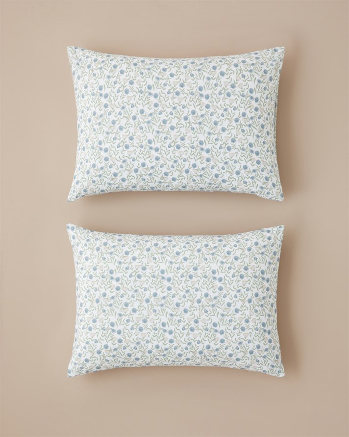 Bloomlet Kolay Ütülenir 2li Yastık Kılıfı 50x70 cm Mavi