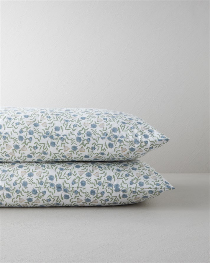 Bloomlet Kolay Ütülenir 2li Yastık Kılıfı 50x70 cm Mavi