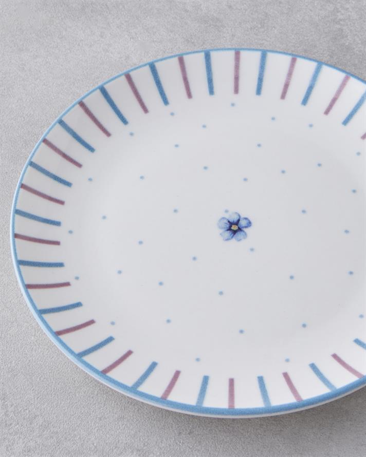 Bloomy Porselen 6lı Pasta Tabağı 19 cm Mavi - Yeşil