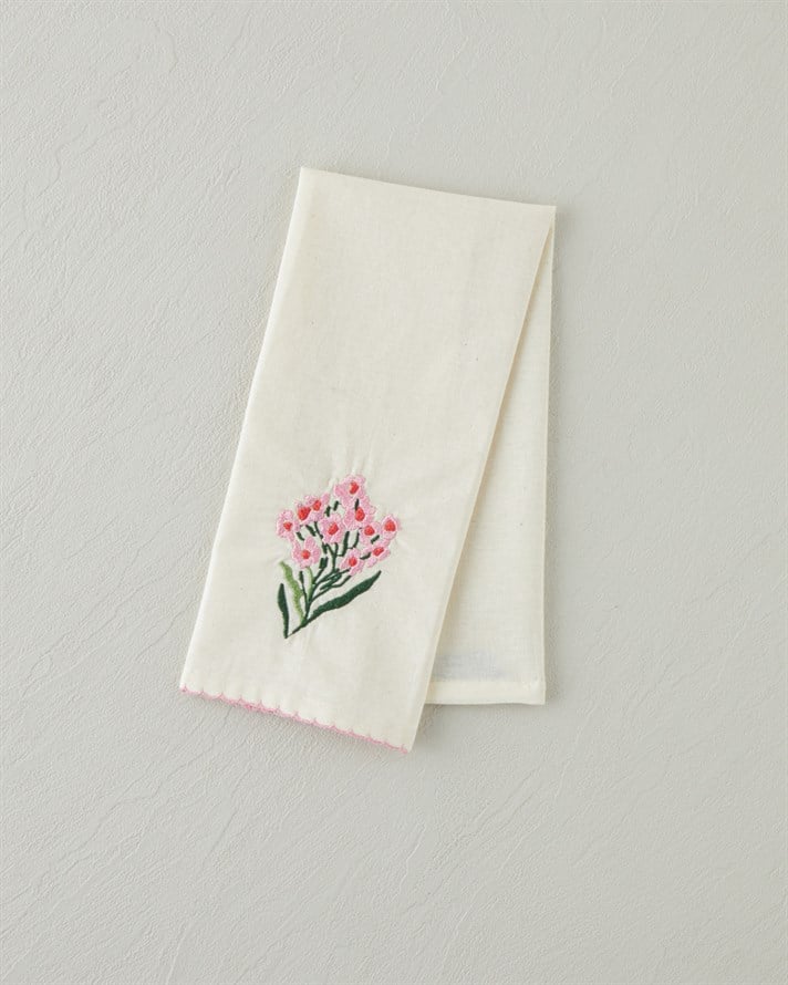 Blossom Frame Pamuk Polyester Nakışlı Kurulama Bezi 30x50 cm Pembe