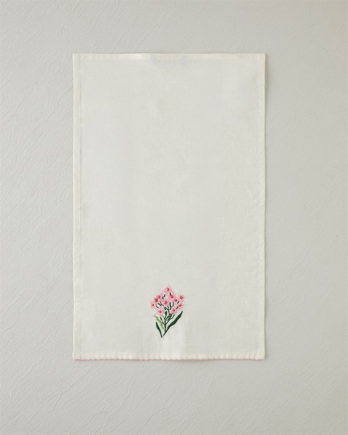 Blossom Frame Pamuk Polyester Nakışlı Kurulama Bezi 30x50 cm Pembe