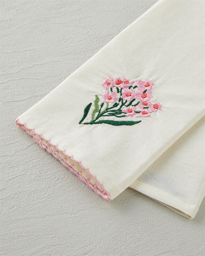 Blossom Frame Pamuk Polyester Nakışlı Kurulama Bezi 30x50 cm Pembe