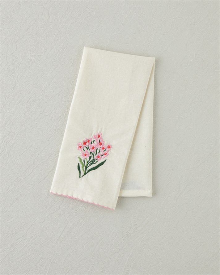 Blossom Frame Pamuk Polyester Nakışlı Kurulama Bezi 30x50 cm Pembe