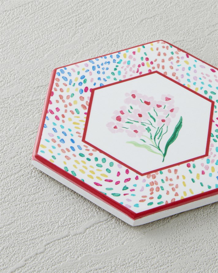 Blossom Frame Seramik Bardak Altlığı 11 cm Renkli