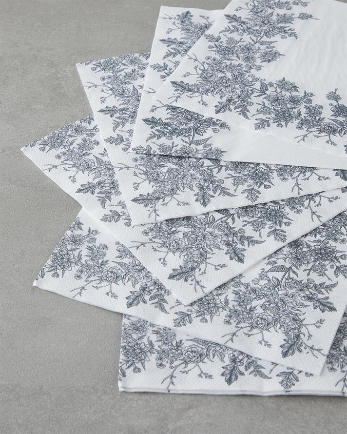 Blossy 20li Kağıt Peçete 33x33 cm Beyaz - Yeşil