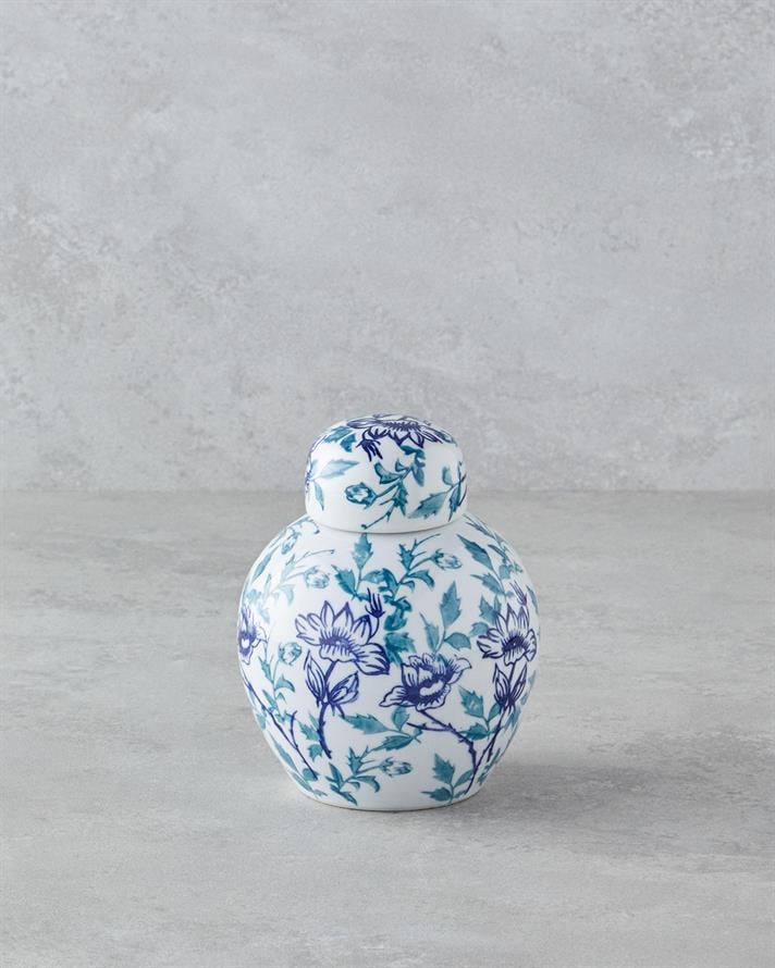 Blue Blanc Porselen Küp Mavi-Beyaz