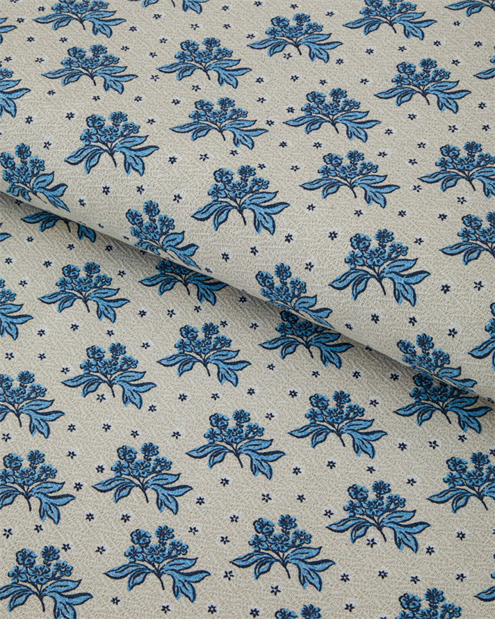 Blue Bouquet Baskılı Pamuklu Çift Kişilik Pike 200x220 cm Mavi