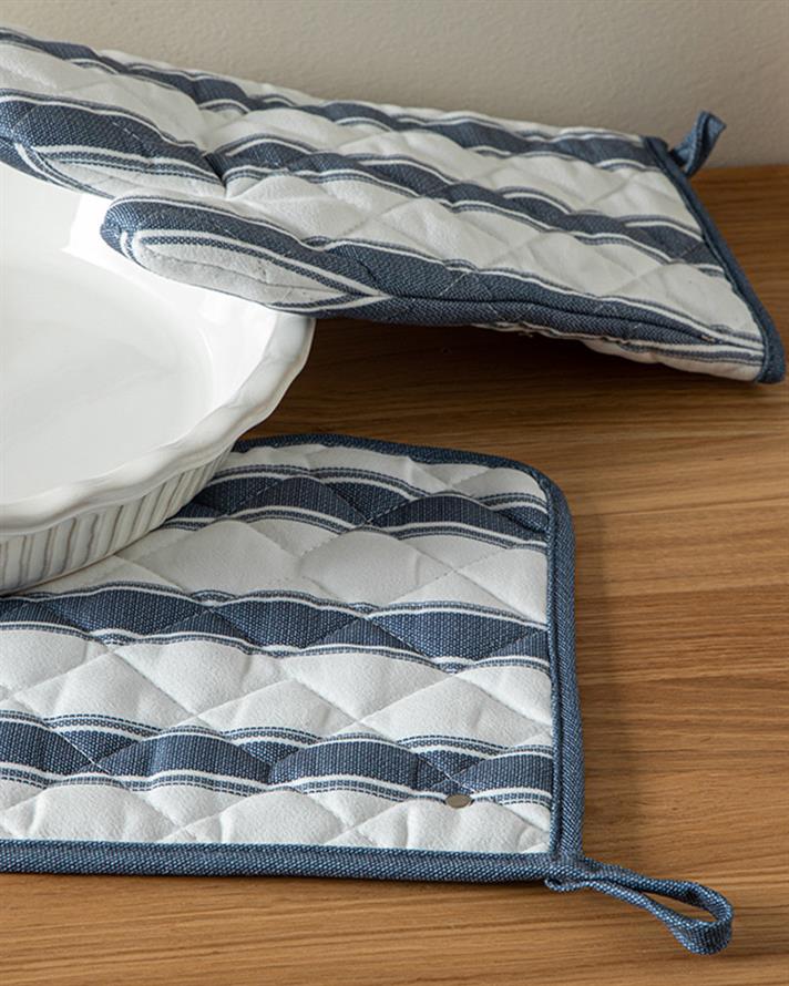 Blue Lines Fırın Eldiveni ve Tutacak Seti Lacivert