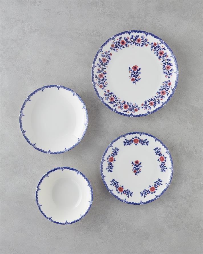 Bluebell Porselen Yemek Takımı 24 Parça 6 Kişilik Mavi